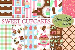 Cupcakes Digital Papers, Cupcakes Backgrounds, Party Papers Product Image 1