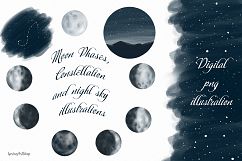 Moon Phases and ConstellatiDigital art High quality clipart Product Image 1
