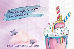Hand painted Chubby Unicorn Party Clipart Product Image 2