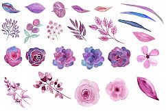 Watercolor purple floral clipart Product Image 2