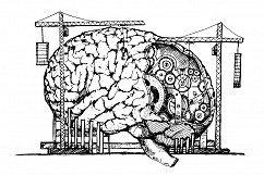 brain mechanism gear hand drawing vector Product Image 1
