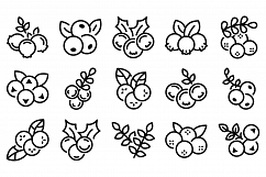 Rowan icons set, outline style Product Image 1