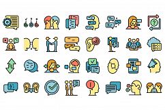 Discussion icons set vector flat Product Image 1