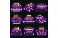 Typewriter icon set vector neon Product Image 1