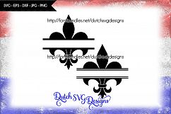 2 French lily split border cutting files, in Jpg Png SVG EPS DXF, for Cricut &amp; Silhouette, fleur de lis svg, french lily svg, split monogram Product Image 2