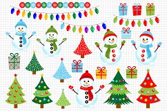Snowmen clipart / Christmas graphic and illustrations / Christmas trees / Scrapbooking / Card Makig Product Image 1
