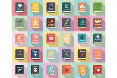 Literary genres icons set, flat style Product Image 1