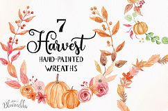 Pumpkin Harvest Festival Watercolor Clipart Wreaths Garlands Fall  Product Image 1