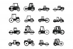 Work road roller icons set, simple style Product Image 1