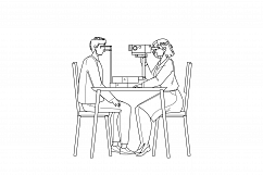 Eye Checking Patient In Doctor Cabinet Vector Product Image 1