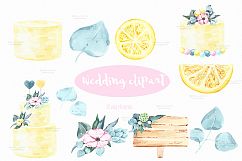 Summer lemon Flower watercolor Clipart and wedding cake Product Image 4