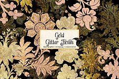 Gold Glitter Floral Clipart Product Image 1