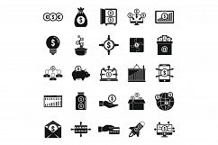 Crowdfunding platform community icons set, simple style Product Image 1