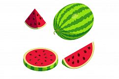 Watermelon icons set, isometric style Product Image 1