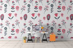 Scandinavian Houses and flower and leaves Nordic clipart Product Image 7