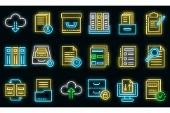 Archive icons set vector neon Product Image 1