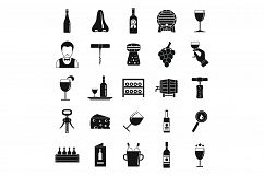 Modern sommelier icons set, simple style Product Image 1