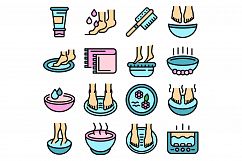 Foot bath icons set vector flat Product Image 1