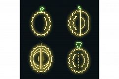 Durian icons set vector neon Product Image 1