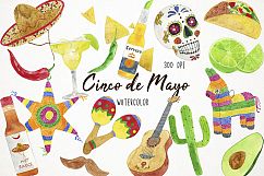 Watercolor Fiesta Clipart, Cinco de Mayo Clipart Product Image 1