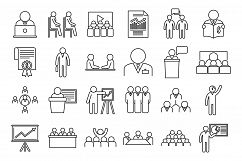 Business training presentation icons set, outline style Product Image 1