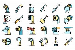 Electric toothbrush icons set vector flat Product Image 1