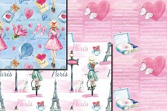 Watercolor Bonjour Paris seamless digital paper pack Product Image 3