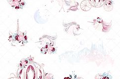 Rose Gold and Burgundy Unicorns Clipart Product Image 5