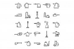 Eco steam cleaner icons set, outline style Product Image 1