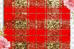 16 Luxury Gold and Red Glitter Plaid Tartan Digital Papers Product Image 6