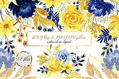 Blue and yellow watercolor flowers Product Image 6