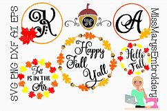 Fall Leaf Monogram Frames SVG Cutting File PNG DXF AI EPS Product Image 1