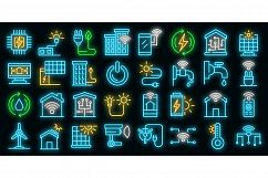 Autonomous house icons set vector neon Product Image 1