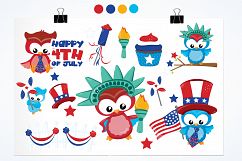 4th July Owls  graphics and illustrations Product Image 2