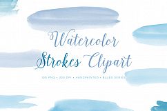 watercolour brush strokes blue clipart - 100 PNG  Product Image 2