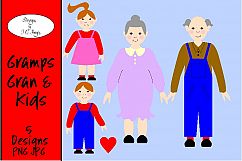 Gran Gramps and Kids Clip Art, Sublimation Product Image 1