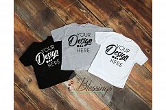 Three Colors Kids Shirts Shirt Mockup Black White Gray Kids Product Image 1