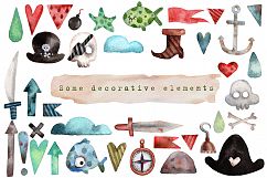 I Love Pirates! - Watercolor Clip Art Set Product Image 4