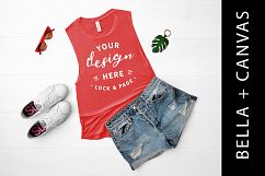 Red Tank Top Mockup Bella Canvas 8803 Gym Muscle Top Vest Product Image 1