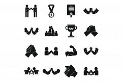 Arm wrestling icons set, simple style Product Image 1