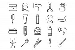 Hair stylist icons set, outline style Product Image 1