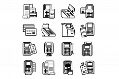 Bank terminal icons set, outline style Product Image 1