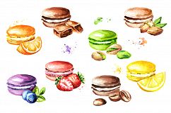 Macaroon. French cookies. Watercolor Product Image 3