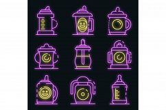 Sippy cup icons set vector neon Product Image 1