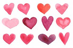 Watercolor Hearts Clipart PNG JPG Product Image 5