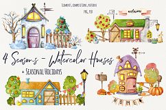 4 Seasons - Watercolor Houses Product Image 1