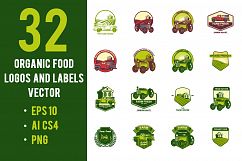 32 Vector organic food logos and labels  Product Image 1