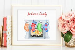 Christmas Stockings and Fireplaces Clipart Product Image 8