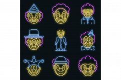 Clown icons set vector neon Product Image 1