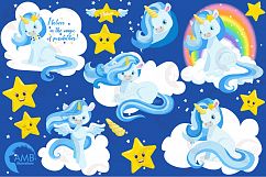 Magical Unicorns in blue clipart, graphics and illustrations AMB-1383 Product Image 5